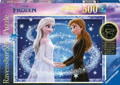Ravensburger Svietiace puzzle Ľadové kráľovstvo: Sestry Anna a Elsa 500 dielikov