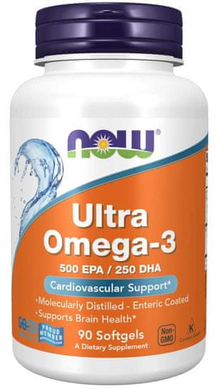 NOW Foods Ultra omega-3, 250 DHA/500 EPA, 90 softgelových kapsúl