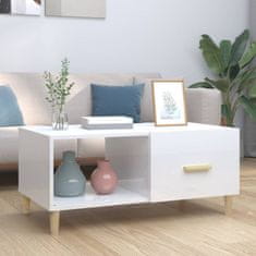 shumee Konferenčný stolík lesklý biely 89,5x50x40 cm spracované drevo