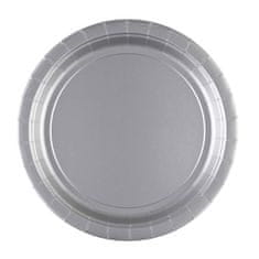 Amscan Papierový tanier 8ks strieborný 22,8 cm -