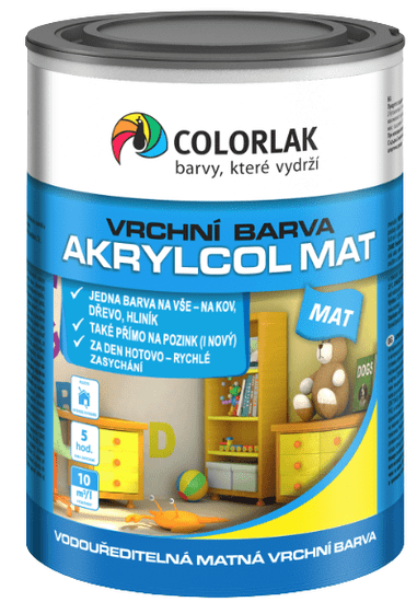 COLORLAK AKRYLCOL MAT V2045 - Matná vodou riediteľná vrchná farba C1120 - šedá 0,6 L