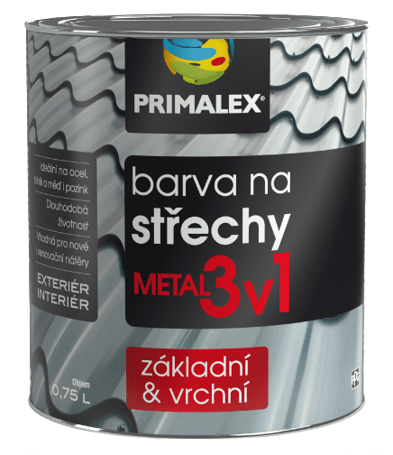 Primalex METAL 3v1 - Farba na strechy (biela, 2,5 L)