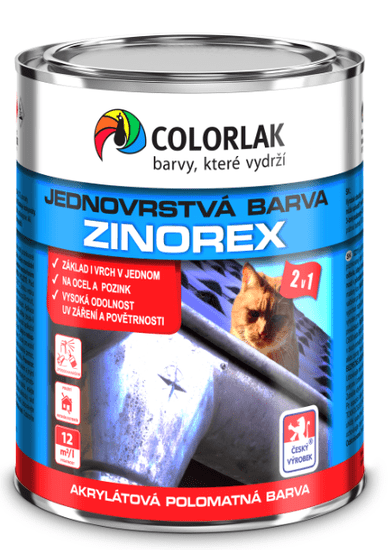 COLORLAK ZINOREX S2211 - Akrylátová farba na oceľ a pozink RAL 6029 - mätová zelená 0,6 L