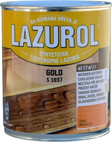 Barvy laky Hostivař LAZUROL GOLD S1037 - Hrubovrstvá lazúra na drevo 0,75 l t021 - orech
