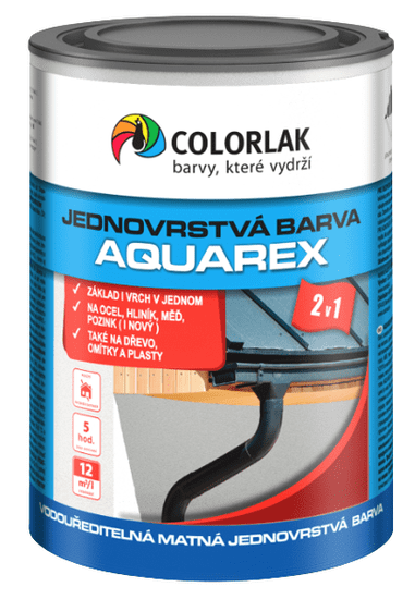 COLORLAK AQUAREX V2115 - Jednovrstvová farba 2v1 RAL 9004 - signálne čierna 0,6 L