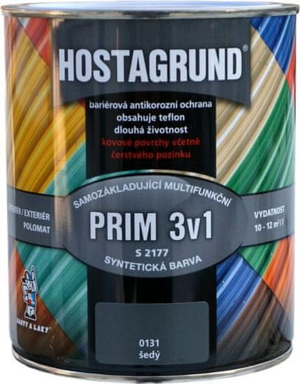 Barvy laky Hostivař HOSTAGRUND 3v1 PRIM S2177 - Jednovrstvá farba na kov 0,6 l 0131 - šedý