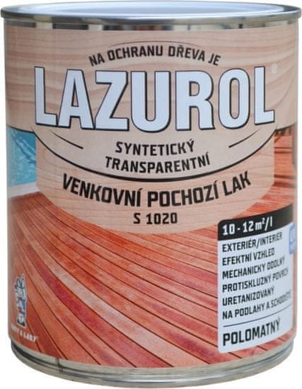 Barvy laky Hostivař LAZUROL S1020 - Vonkajší podlahový lak na drevo 0,75 l bezfarebný