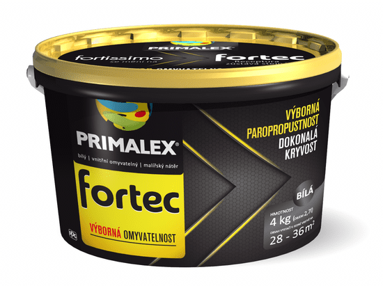 Primalex Primalex Fortec - Umývateľná farba pre zaťažované povrchy biela 4 kg