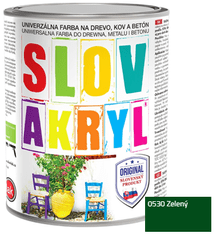 SLOVLAK SLOVAKRYL - Univerzálna vodou riediteľná farba 0,75 kg 0530 - zelená