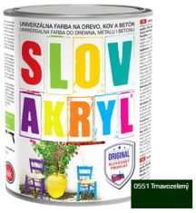SLOVLAK SLOVAKRYL - Univerzálna vodou riediteľná farba 0,75 kg 0551 - tmavozelená