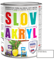 SLOVLAK SLOVAKRYL - Univerzálna vodou riediteľná farba 0,75 kg 0100 - biela