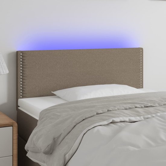 Vidaxl Čelo postele s LED sivohnedé 80x5x78/88 cm látka