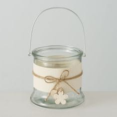 Boltze Sklenený svietnik na čajovú sviečku a kvety 12 cm
