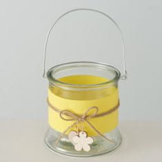 Boltze Sklenený svietnik na čajovú sviečku a kvety 12 cm