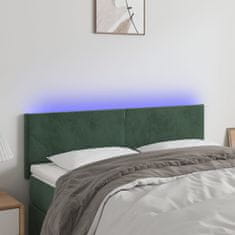 shumee Čelo postele s LED tmavozelené 144x5x78/88 cm zamat