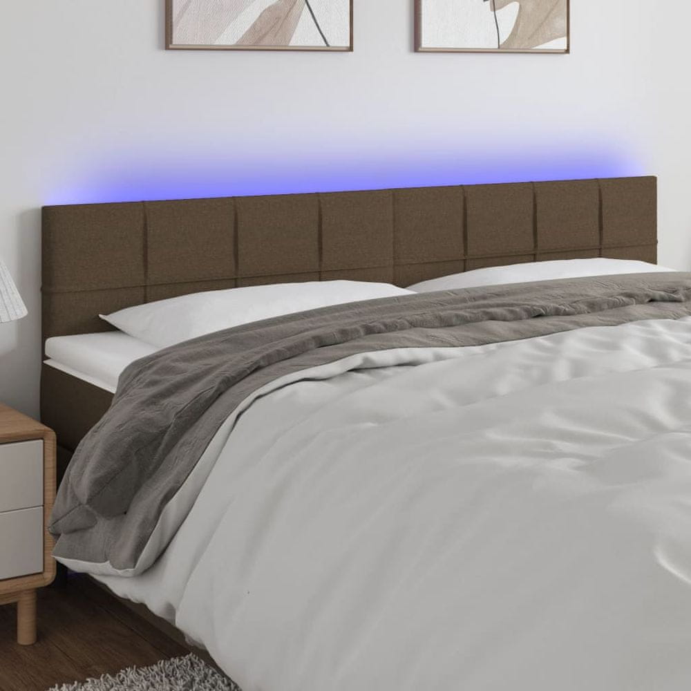 Vidaxl Čelo postele s LED tmavohendé 160x5x78/88 cm látka