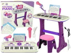 Lean-toys Elektrická klavírna klávesnica pre deti Ružové USB poznámky