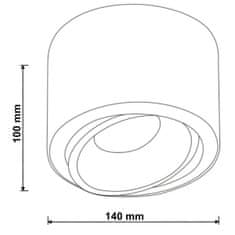 LUMILED Prisadené okrúhle halogénové svietidlo GU10 AR111 čierna pohyblivá trubica TELES 100mm