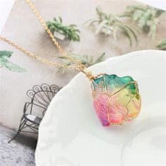 Northix Krištáľový náhrdelník - Rainbow s ručne vyrobenými zlatými detailmi 
