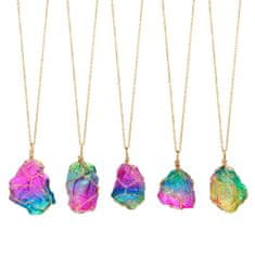 Northix Krištáľový náhrdelník - Rainbow s ručne vyrobenými zlatými detailmi 