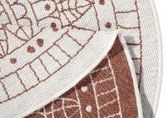 NORTHRUGS Kusový koberec Twin-Wendeteppiche 103102 creme terra – na von aj na doma 140x140 (priemer) kruh