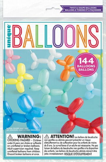 Unique Modelovacie balóny farebný mix 144ks