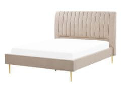 Beliani Zamatová posteľ 140 x 200 cm béžová MARVILLE