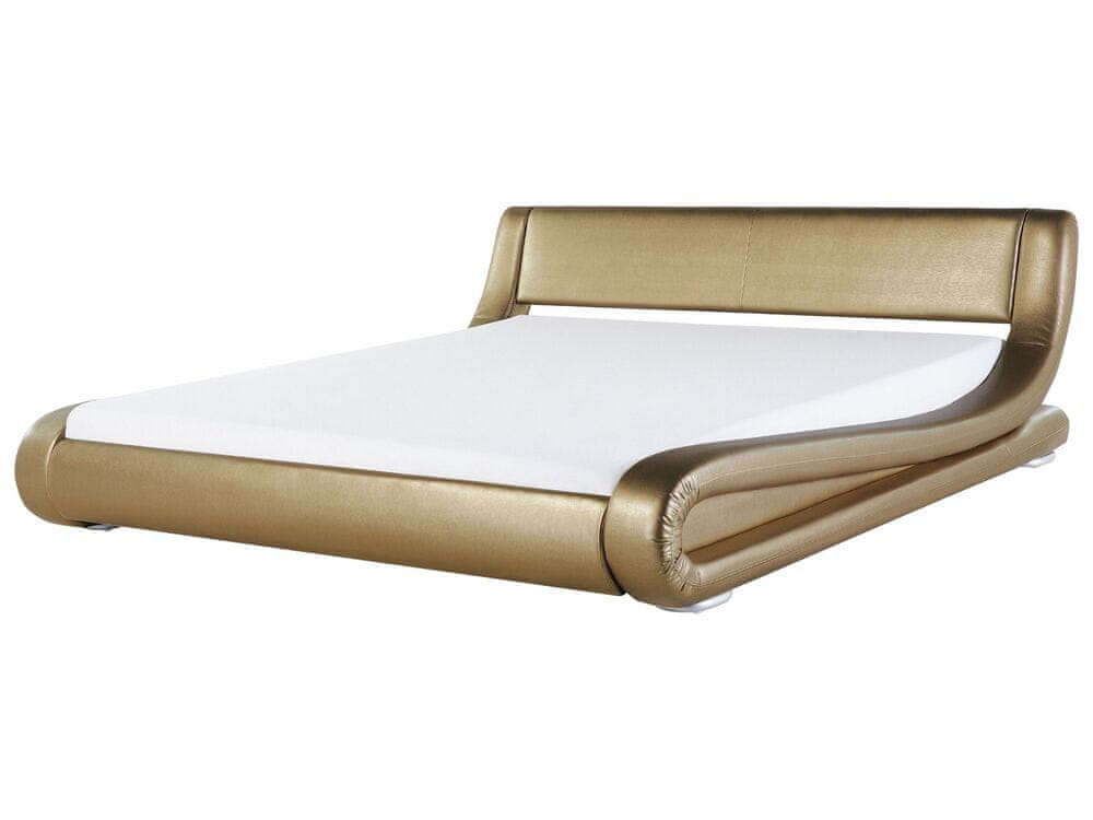 Beliani Kožená posteľ 180 x 200 cm zlatá AVIGNON