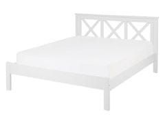 Beliani Drevená posteľ 140 x 200 cm biela TANNAY