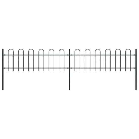 Vidaxl Záhradný plot s oblúkovým zakončením, oceľ 3,4x0,6 m, čierny