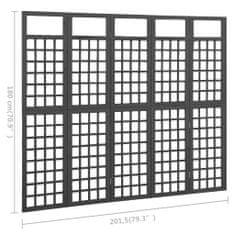 Petromila vidaXL 5-panelový paraván/mriežka masívna jedľa čierny 201,5x180 cm