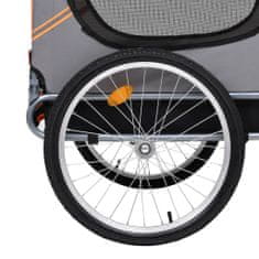 Vidaxl Vozík za bicykel pre psa, oranžovo sivý