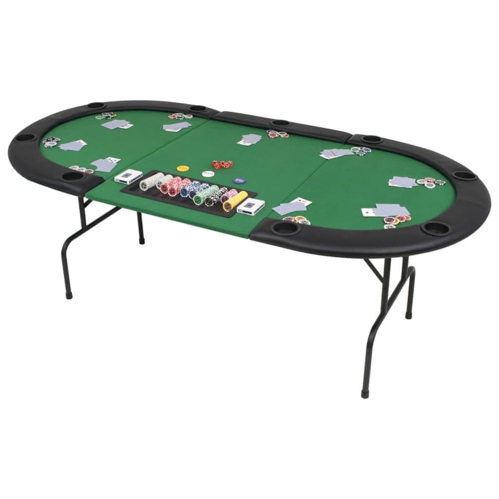 Petromila vidaXL Pokrový stôl pre 9 hráčov, 3-dielny, sklápací, oválny, zelený