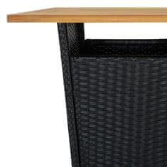 Petromila vidaXL Barový stôl čierny 60x60x110 cm polyratan a akáciový masív