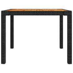 Vidaxl Záhradný stôl 90x90x75 cm polyratan a akáciové drevo čierny