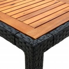 Vidaxl Záhradný stôl 90x90x75 cm polyratan a akáciové drevo čierny