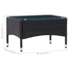 Petromila vidaXL Konferenčný stolík, čierny 60x40x36 cm, polyratan