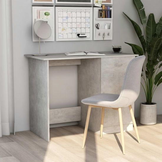 Vidaxl Písací stôl, betónovo sivý 100x50x76 cm, drevotrieska