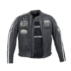 W-TEC Pánska kožená moto bunda Dark Vintage Farba tmavo sivá, Veľkosť XXL