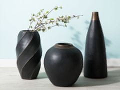 Beliani Dekoratívna keramická váza čierna LAURI