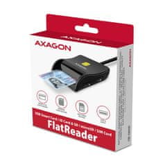 AXAGON CRE-SM3SD, USB-A FlatReader čítačka Smart card (eObčanka) + SD/microSD/SIM, kábel 1.3 m