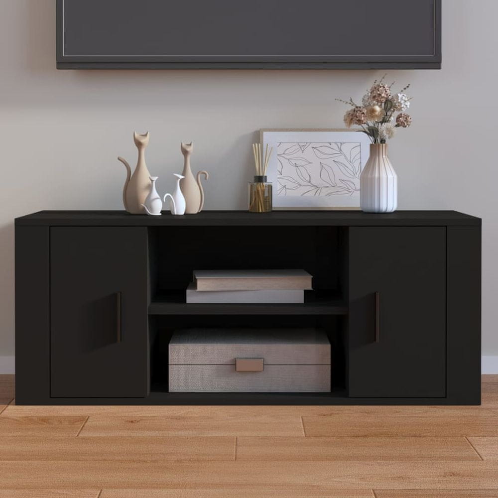 Vidaxl TV skrinka čierna 100x35x40 cm spracované drevo