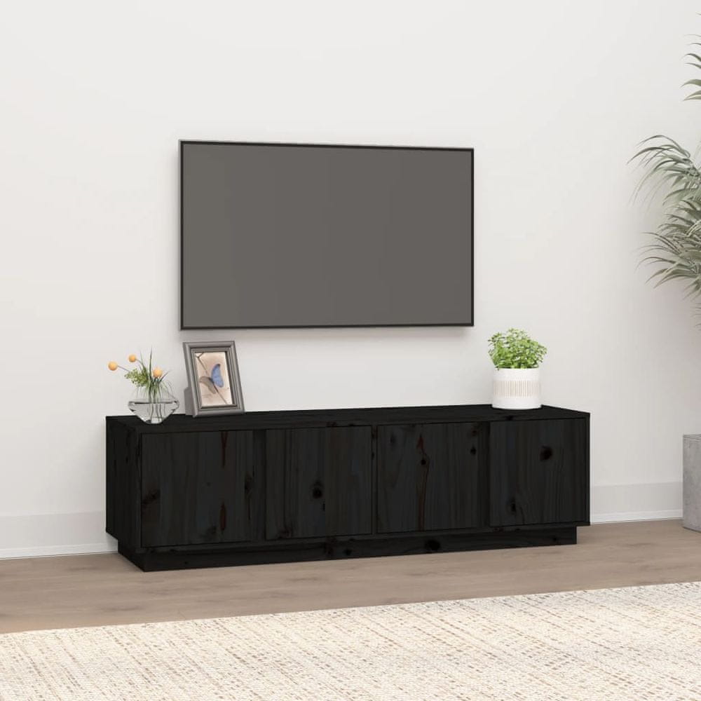 Vidaxl TV skrinka čierna 140x40x40 cm masívna borovica