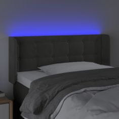 shumee Čelo postele s LED tmavosivé 83x16x78/88 cm zamat