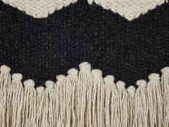 Beliani Bavlnený vankúš so strapcami 45 x 45 cm béžová/čierna HYDRANGEA