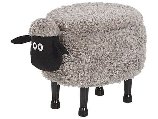 Beliani Zvieracie stolička sivá s úložným priestorom SHEEP