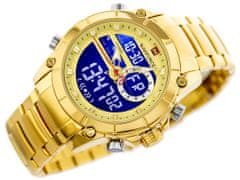 NaviForce Pánske analógové a digitálne hodinky s krabičkou Drilora zlatá