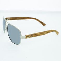 VeyRey pánske drevené slnečné okuliare pilotky Pent stříbrná sklo