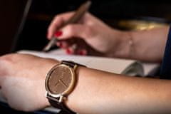 BeWooden Dámske drevené analógové hodinky s remienkom z pravej kože Aurum Watch 70-105 mm červená