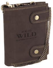Always Wild Atraktívna pánska kožená peňaženka s mosadznou retiazkou